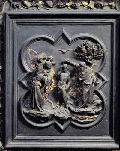 Die Taufe Christi, fünftes Panel der Nordtüren des Baptisteriums von San Giovanni, 1403-24 von Lorenzo Ghiberti